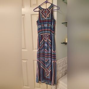 New York & Company Strapless Geometric Dress - Blue, Pink, Cream